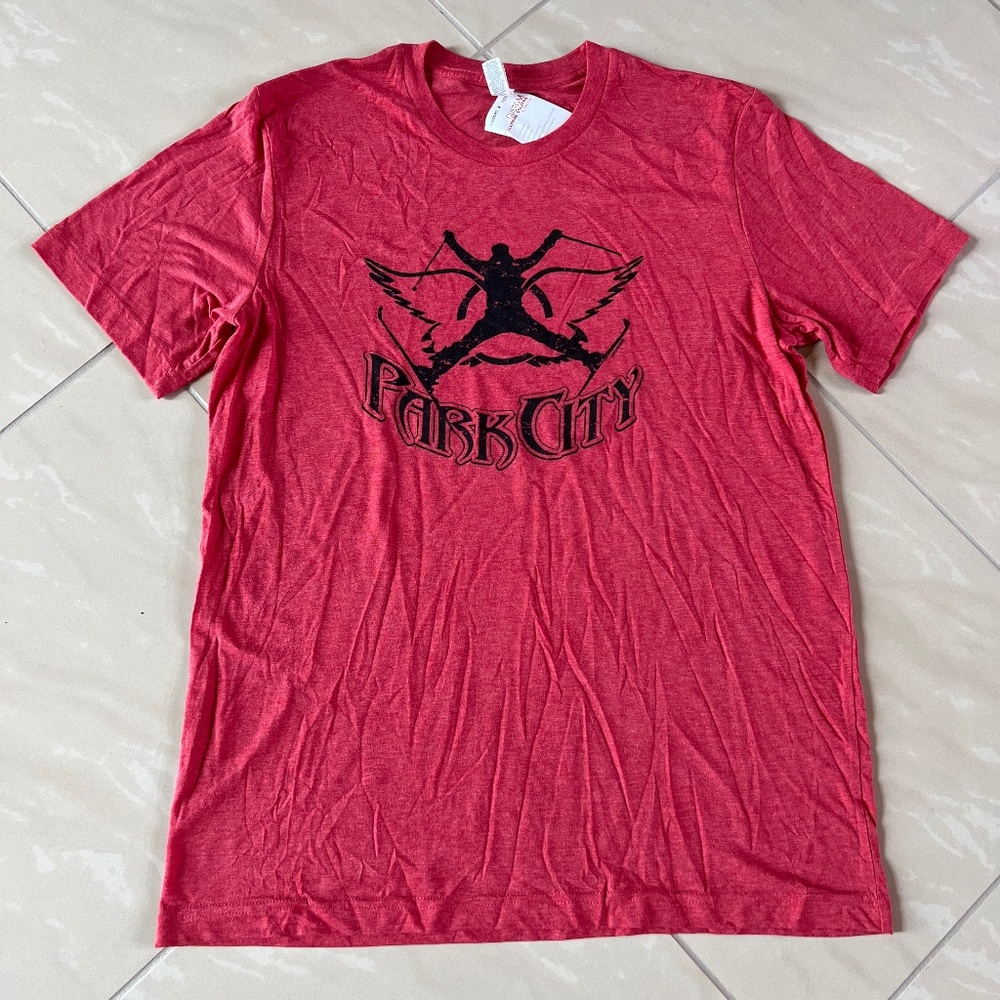 #2304 Otto Skins Custom Clothing Men Red Tee size Large PARK CITY